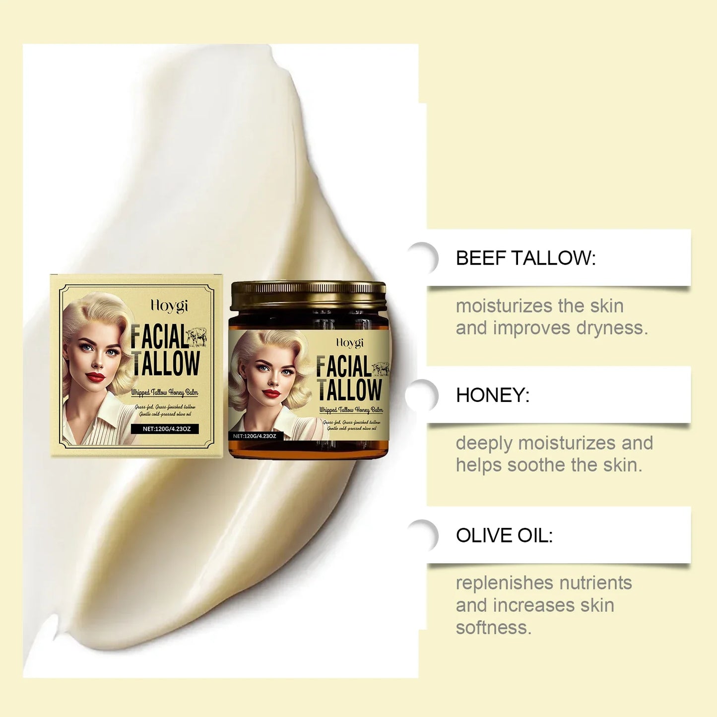 Tallow & Honey Face Cream – 48Hr Moisture, Dry & Sensitive Skin