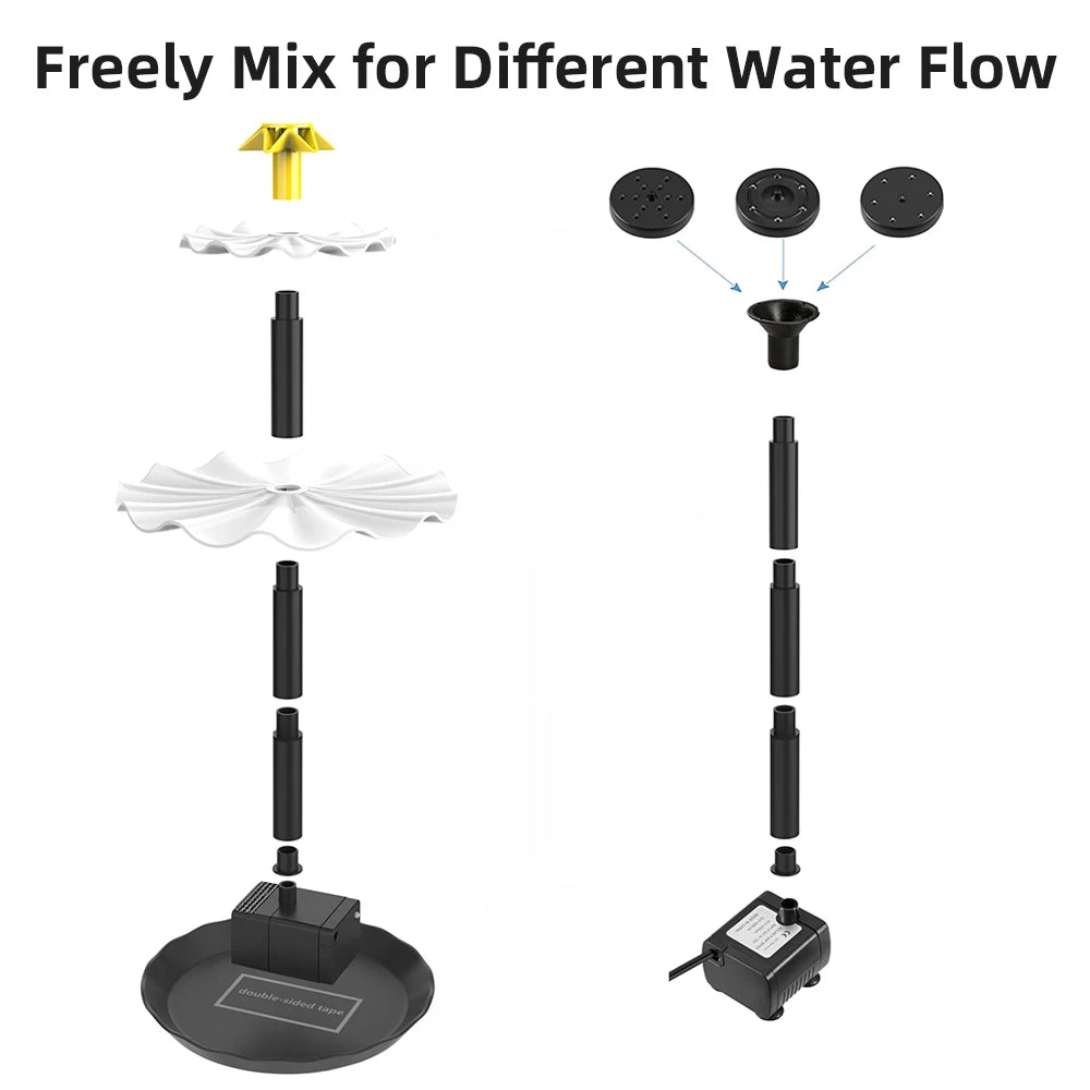 Solar Fountain Pump for Bird Bath with LED Lights Solar Powered Water Fountain Pump for Garden Pond Pool Fish Tank Aquarium Peaceful Pleasures Health and Wellness