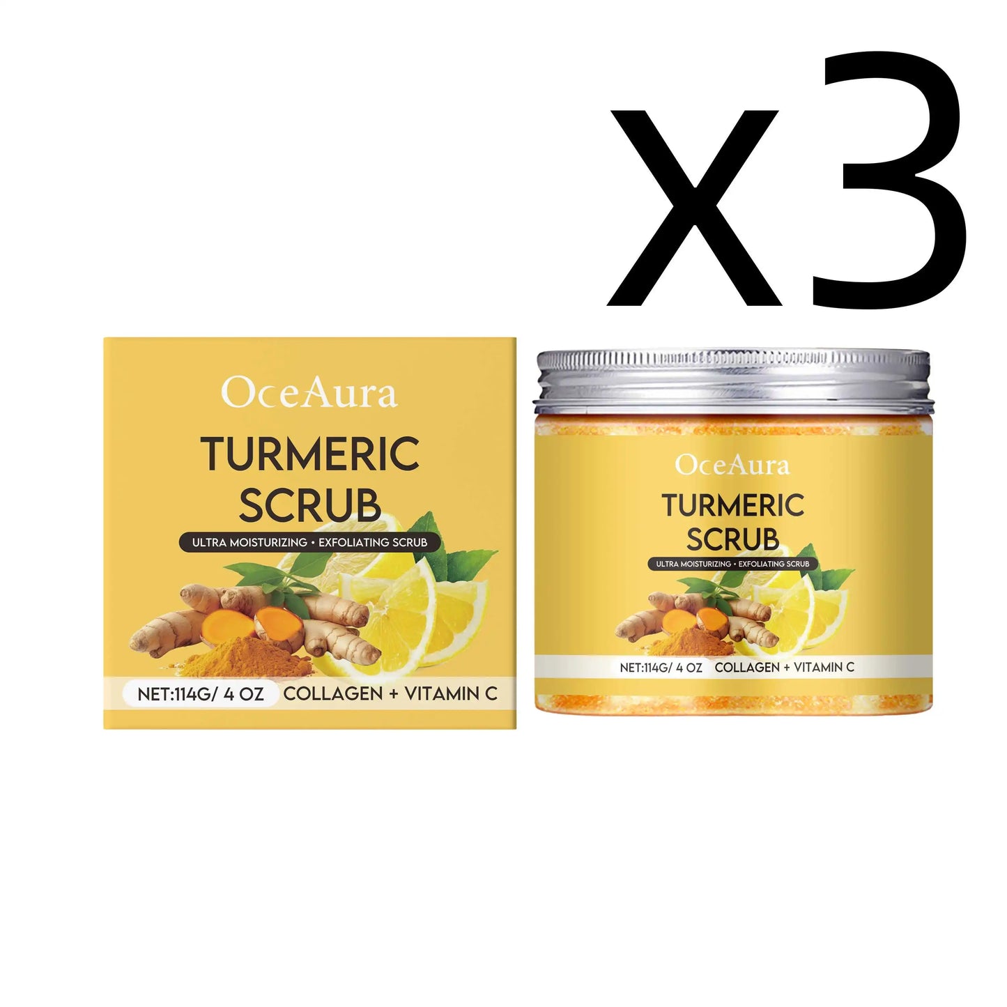 OceAura Turmeric Lemon Exfoliating Body Scrub 114g