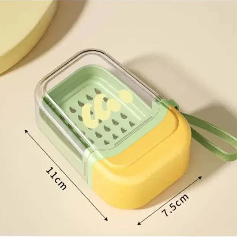 Dopamine Portable Soap Box High-end Travel Mini Soap Box Household Creative Sealed Double-layer Draining Storage Box with Lid Peaceful Pleasures Health and Wellness