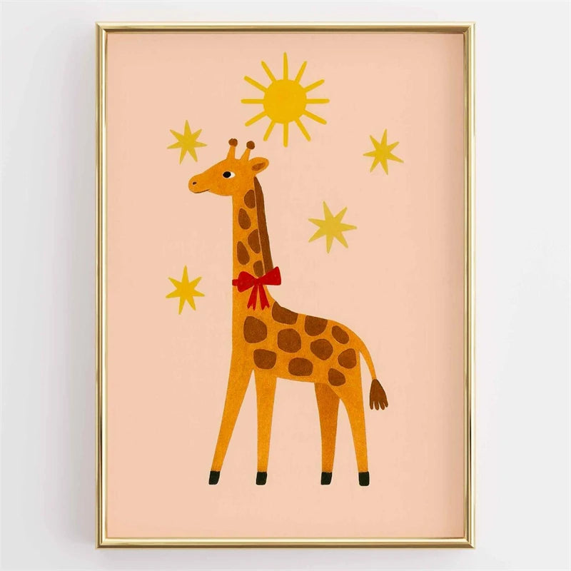 Minimalist Animal Print Canvas Wall Art | Colorful Eclectic Poster