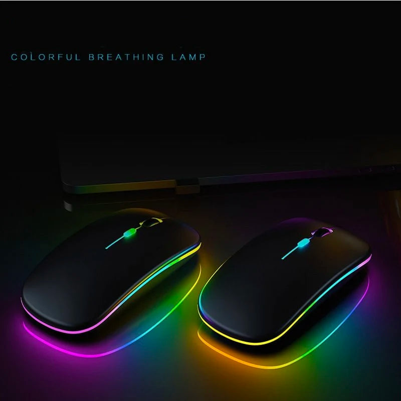 LED Bluetooth-compatible Wireless Mouse 2.4GHz Slim Rechargeable Silent Mice RGB Ergonomic Gaming mouse for Computer Laptop PC Peaceful Pleasures Health and Wellness