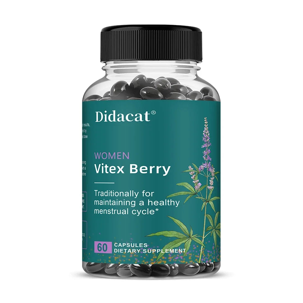 Vitex Berry Extract Capsules, Herbal Nutritional Supplement for Women Menopause, Supports Sleep, Gentle Physical & Emotional Peaceful Pleasures Health and Wellness 60 count-1 bottle