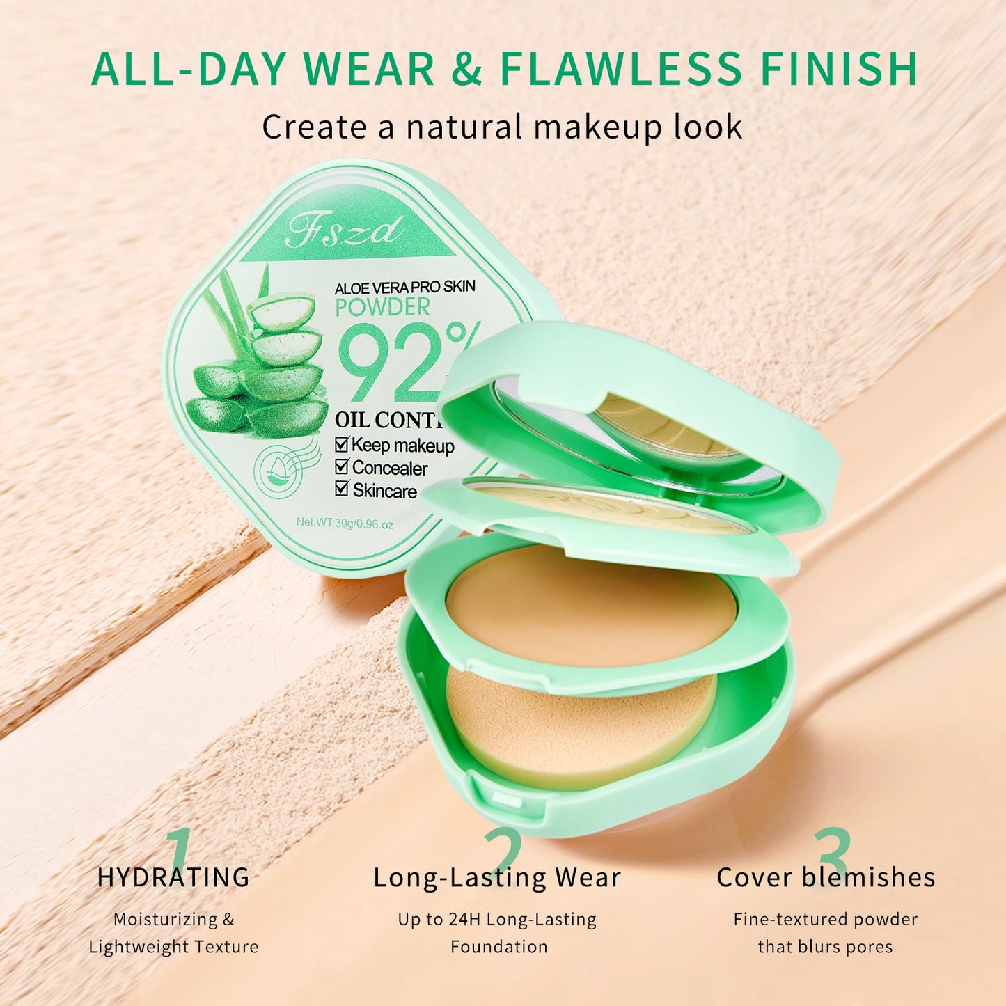 Aloe Vera Double Layer Powder for Lightweight Makeup Peaceful Pleasures Health and Wellness