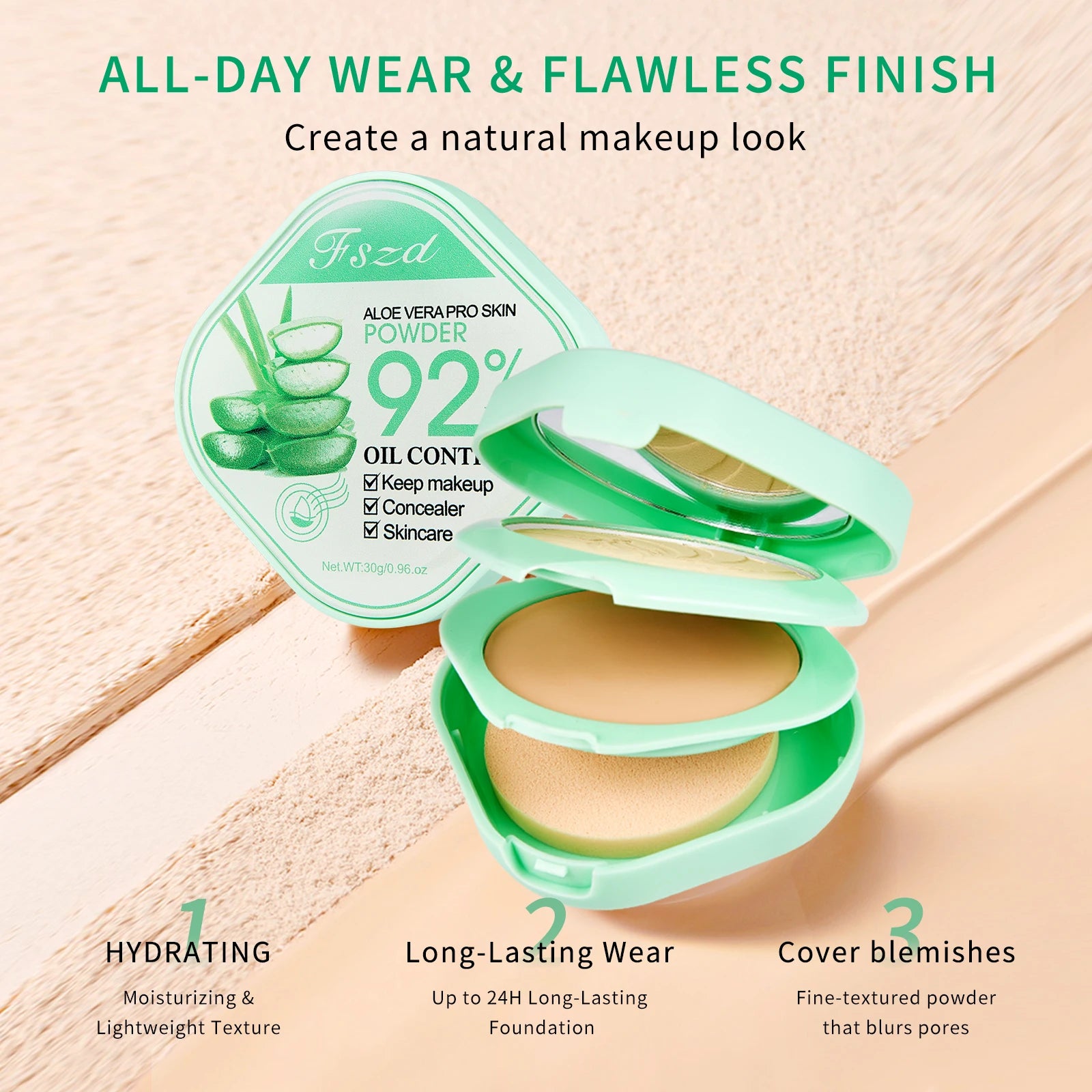 Aloe Vera Double Layer Powder for Lightweight Makeup Peaceful Pleasures Health and Wellness