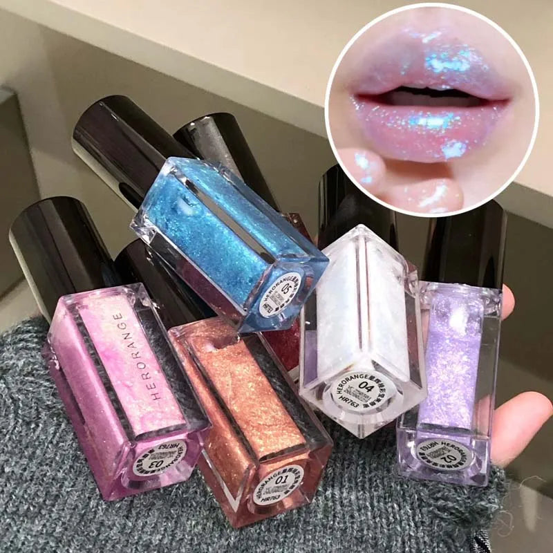 HERORANGE Pearlescent Glitter Lip Gloss | Long-Lasting Shimmer