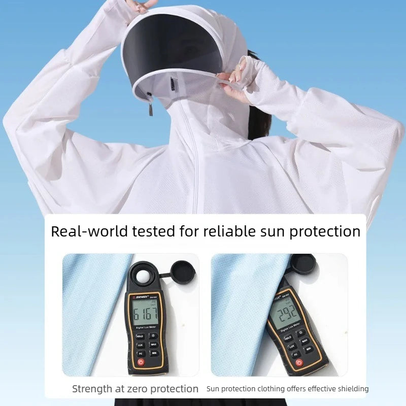 Women's UV Protection Ice Silk Jacket with Face Mask & Neck Gaiter