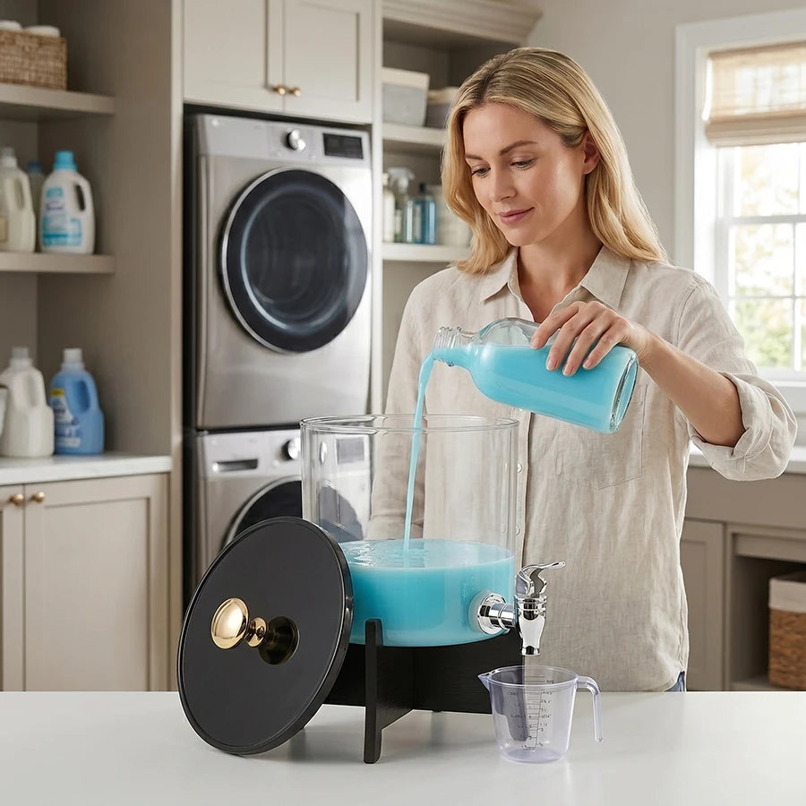 Large Laundry Detergent Dispenser Jar with Measuring Cup – Laundry Room Organizer