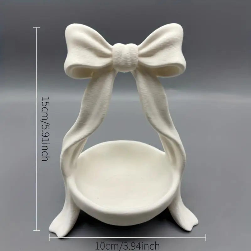3D Printed White Bow Jewelry Tray | Cute Vanity Organizer Dish Jewelry Organizer Tray Peaceful Pleasures Health and Wellness