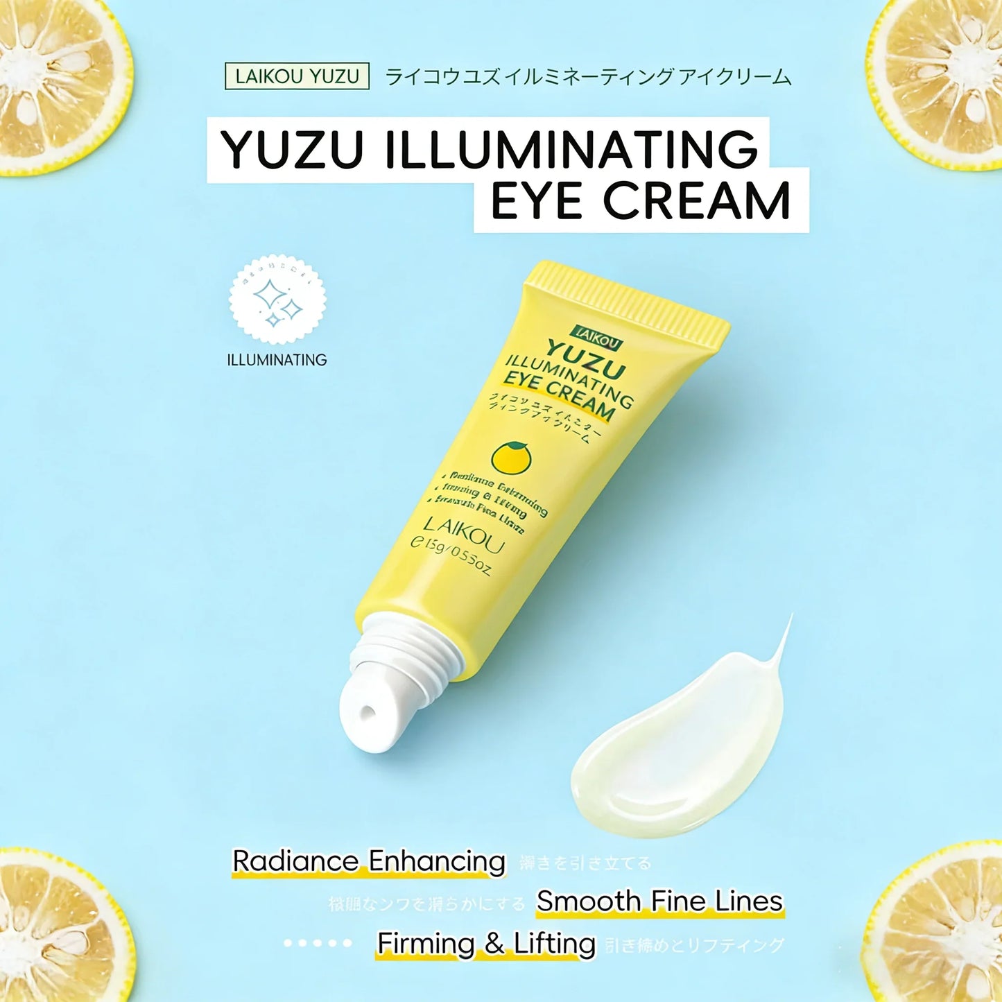 LAIKOU Yuzu Eye Cream – Dark Circles, Puffiness & Firming