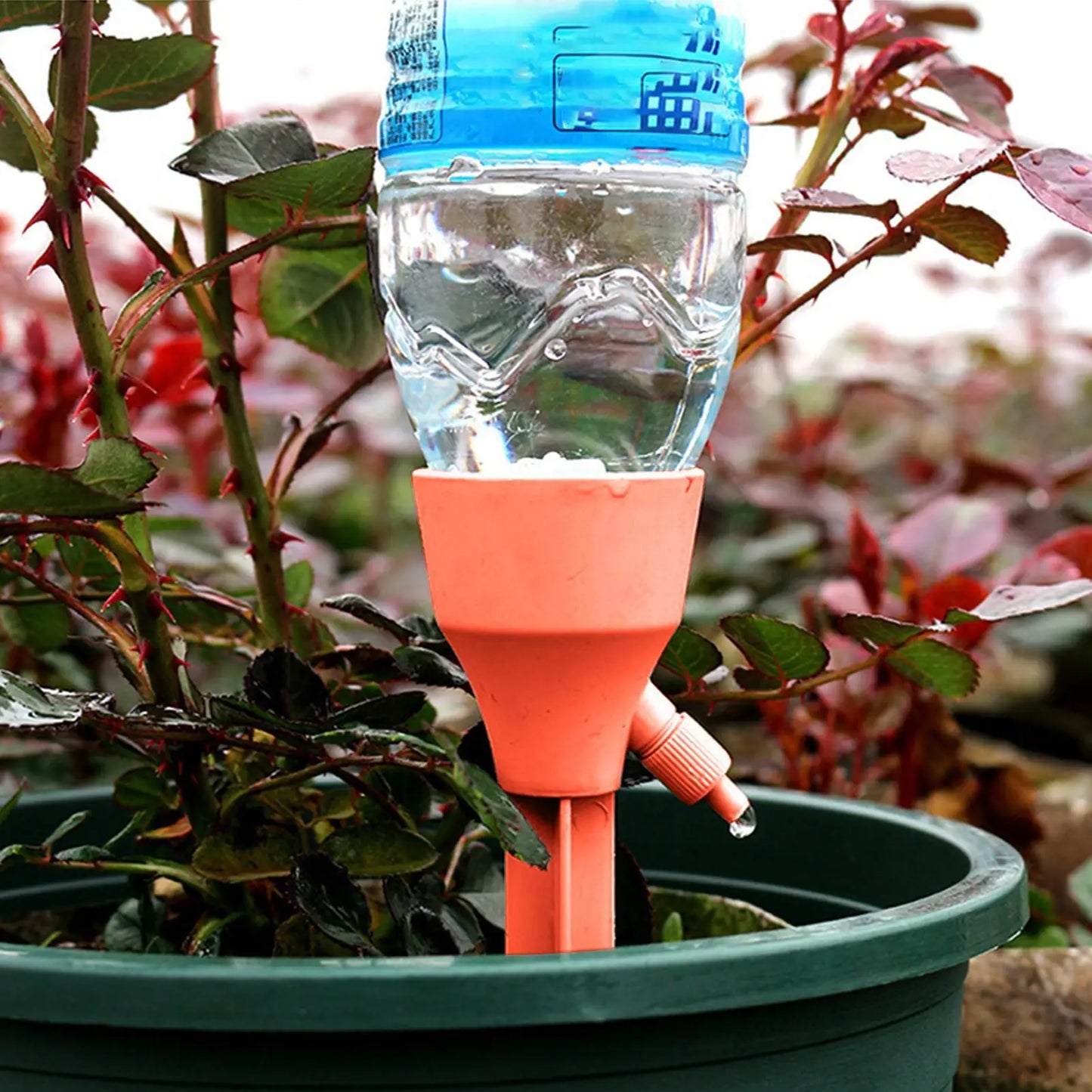 Plant Watering Spikes 3 Pieces Automatic Irrigation Dripper Bottle Plant Waterer with Control Valve for Indoor Outdoor Home Peaceful Pleasures Health and Wellness