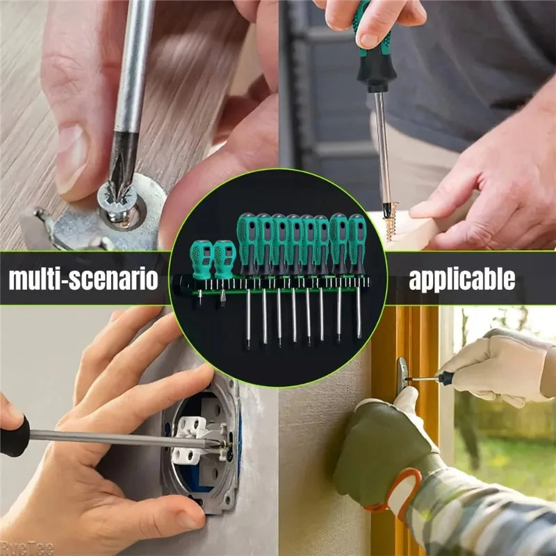12-Slot Magnetic Aluminum Rail Tool Organizer | Wall Mount