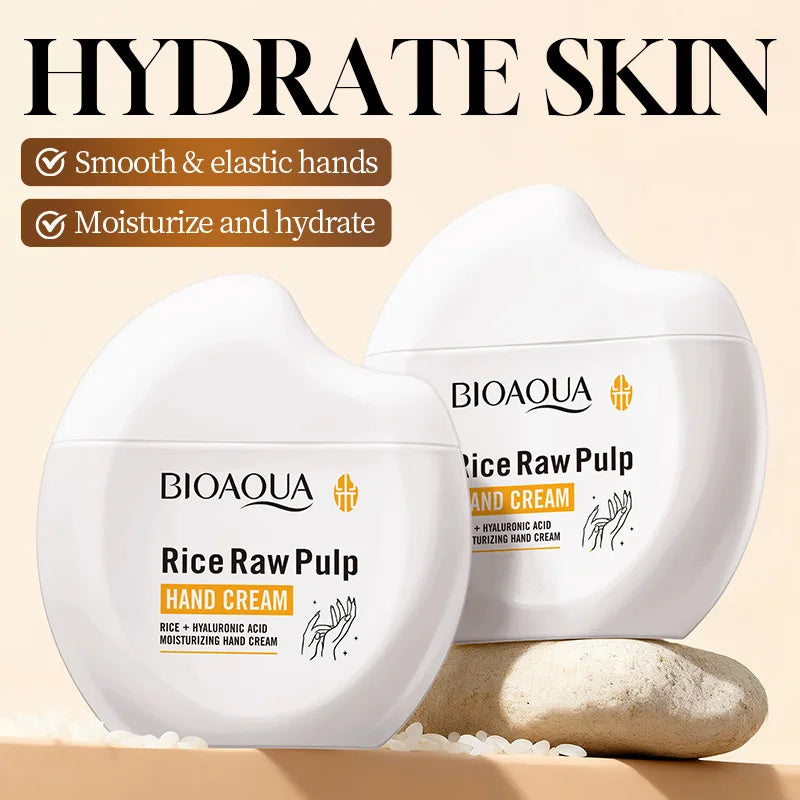 Travel Size Rice Raw Serum Hand Cream 60g - Deep Moisturizing, Skin Texture Improving, Daily Hydrating Care for Dry Rough Hands Peaceful Pleasures Health and Wellness