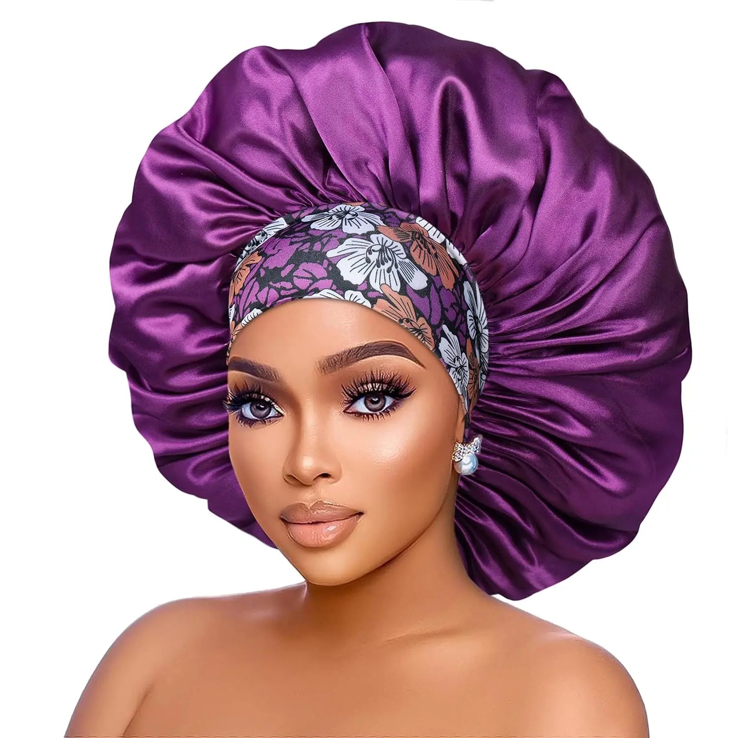 Women's Satin Sleep Cap – Oversized Bonnet with Wide Elastic Band