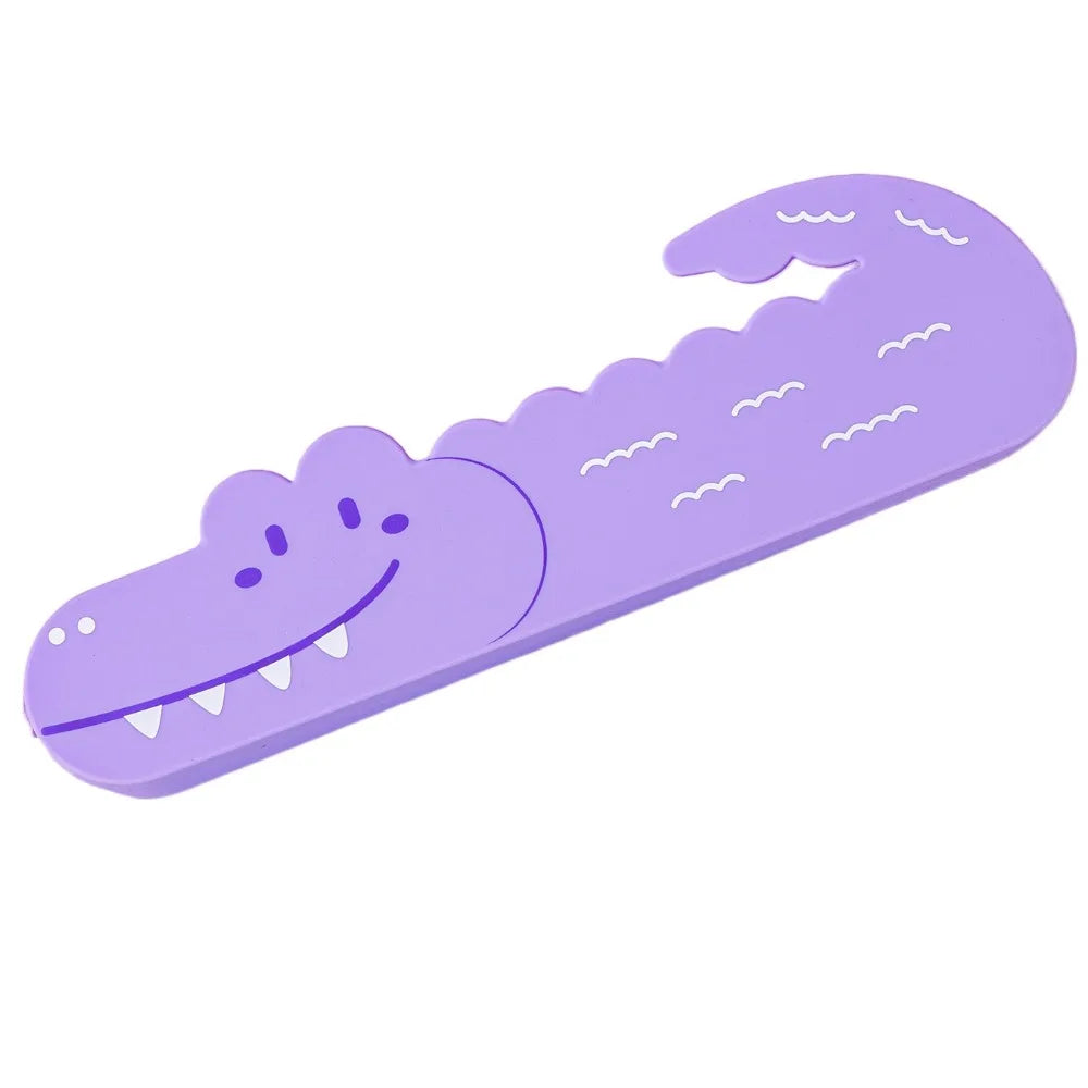 Multifunctional Crocodile Shape Pencil Case Large Capacity Cartoon Pen Pouch Silicone Waterproof Stationery Box Gift Peaceful Pleasures Health and Wellness Purple