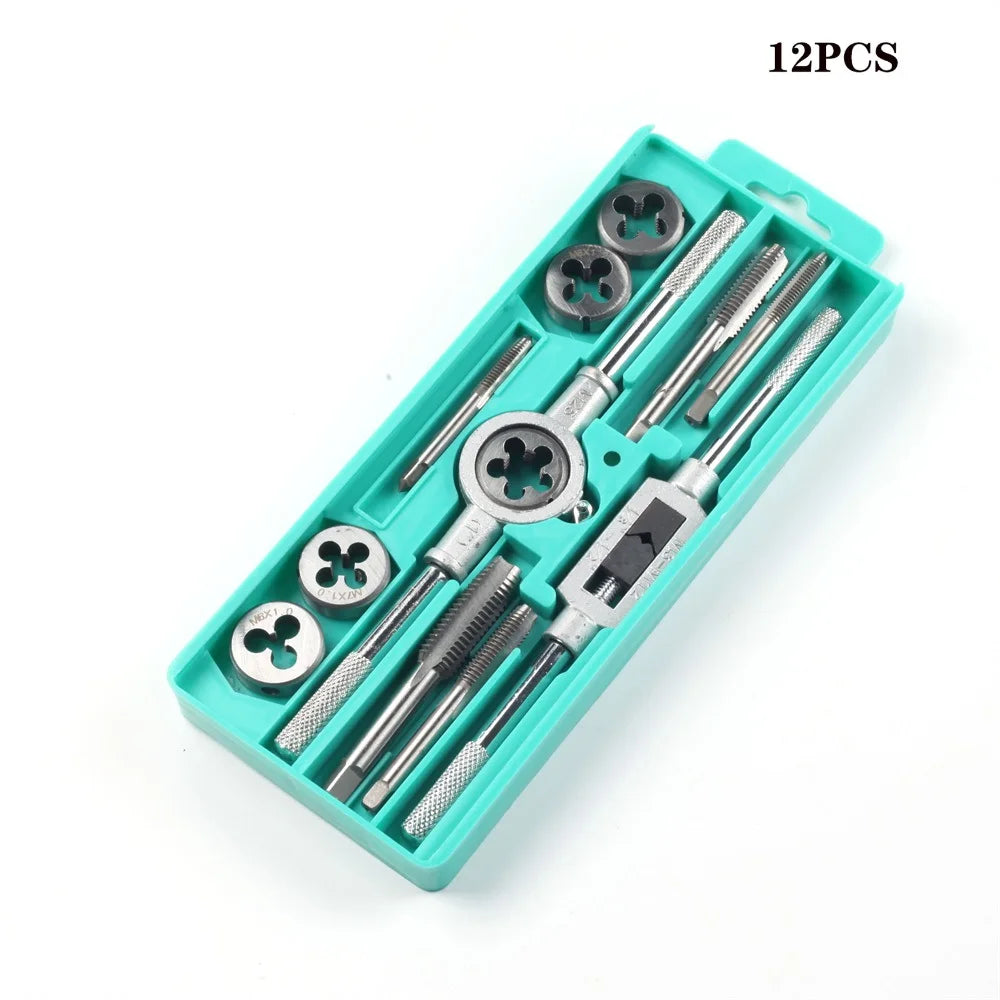 Metric Tap & Die Set 8/12/20Pc M3-M12 Thread Cutting Kit Peaceful Pleasures Health and Wellness 12pcs
