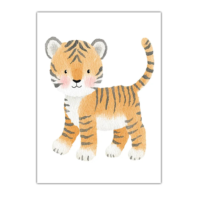 Nursery Animal Canvas Wall Art | Tiger Hippo Lion Kids Poster Canvas Wall Art Peaceful Pleasures Health and Wellness 04 15x20cm No Frame China Mainland