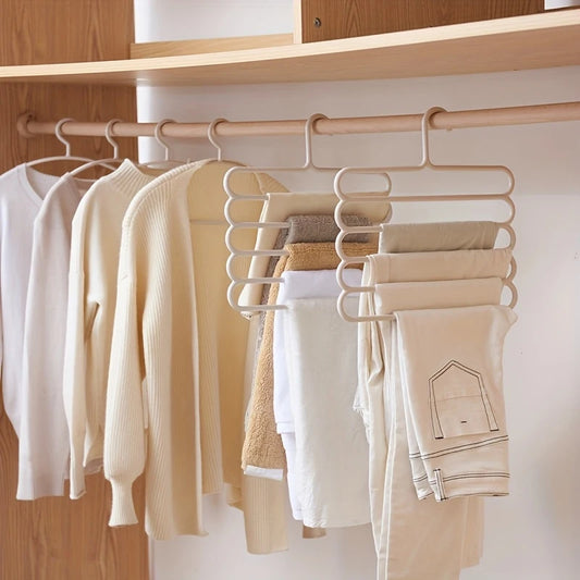 5-Layer Pants Organizer | Space Saving Closet Hanger for Clothes Closet Clothes Hanger Peaceful Pleasures Health and Wellness