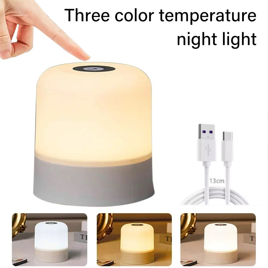 Touch screen LED Night Light Table Lamp Rechargeable Plug-in Dimmable Bedside Lamp Bedroom Decor Christmas & Children's Lamp Peaceful Pleasures Health and Wellness Touch Control USB Plug