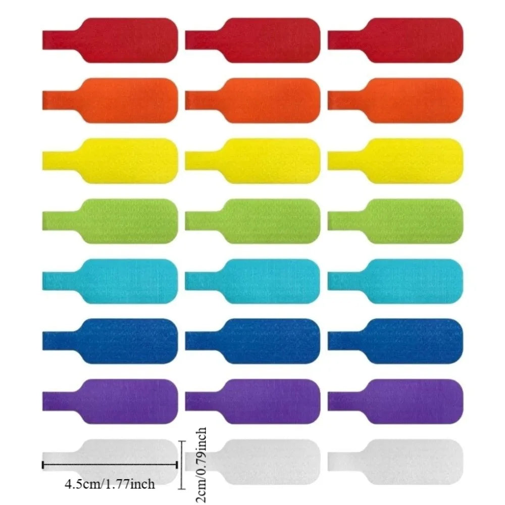 24pcs Waterproof Self Adhesive Cable Labels Reusable Rainbow Color Desktop Cable Organizer Durable Nylon Wire Cord Tags Peaceful Pleasures Health and Wellness