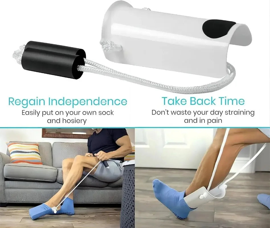 Sock Aid for Seniors with Easy Grip Foam Handles, Dressing Helper for Elderly, Disabled Limited Mobility Putting on Socks Easily Peaceful Pleasures Health and Wellness
