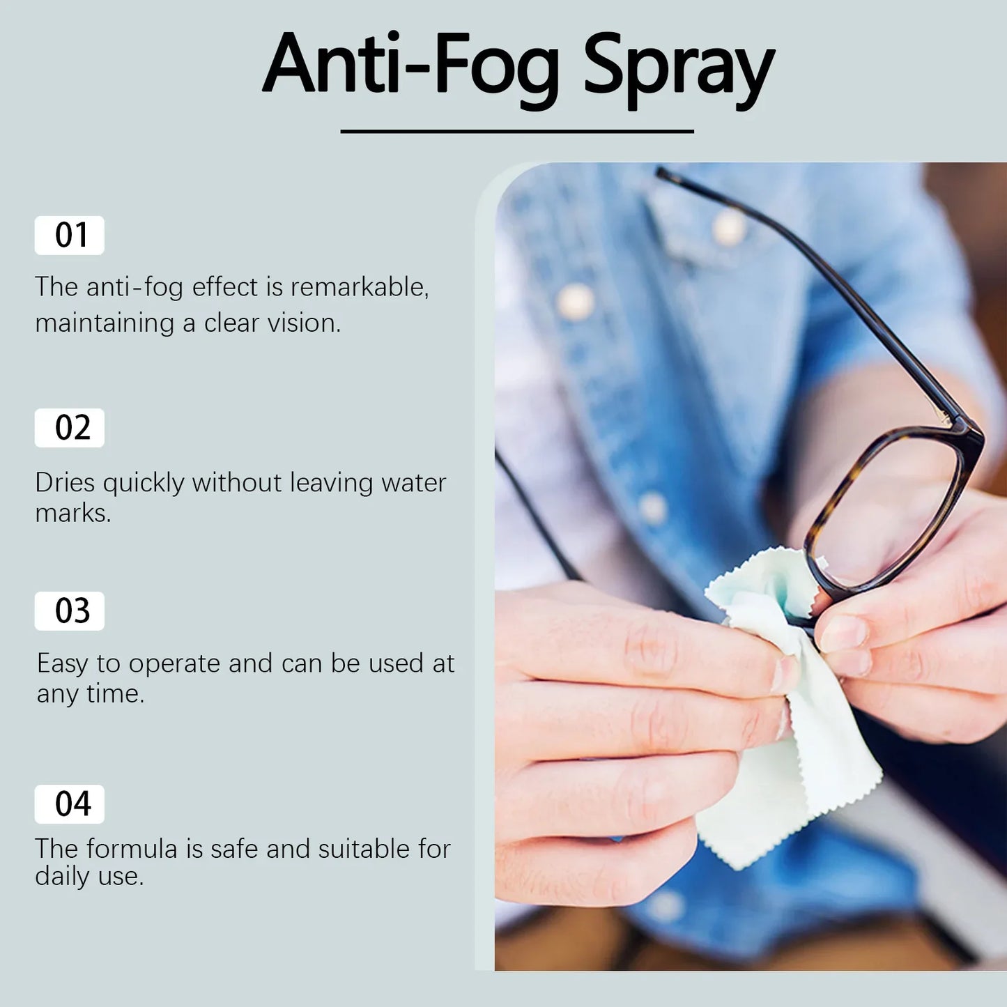 Jue-Fish Anti-Fog Eyeglass Cleaning Spray – 20ml Lens Cleaner