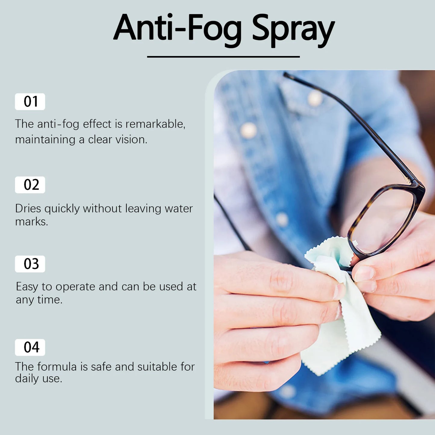 Anti-Fog Eyeglass Cleaning Spray | Lens Cleaner & Defogger 20ml