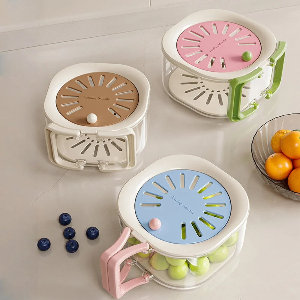 2-Layer Kitchen Colander & Fruit Strainer Bowl with Lid