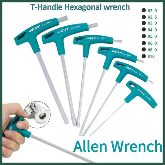 KITPIPI T-Handle Hex Allen Wrench | CRV 2mm–10mm T-Handle Hex Wrench Oasis Select