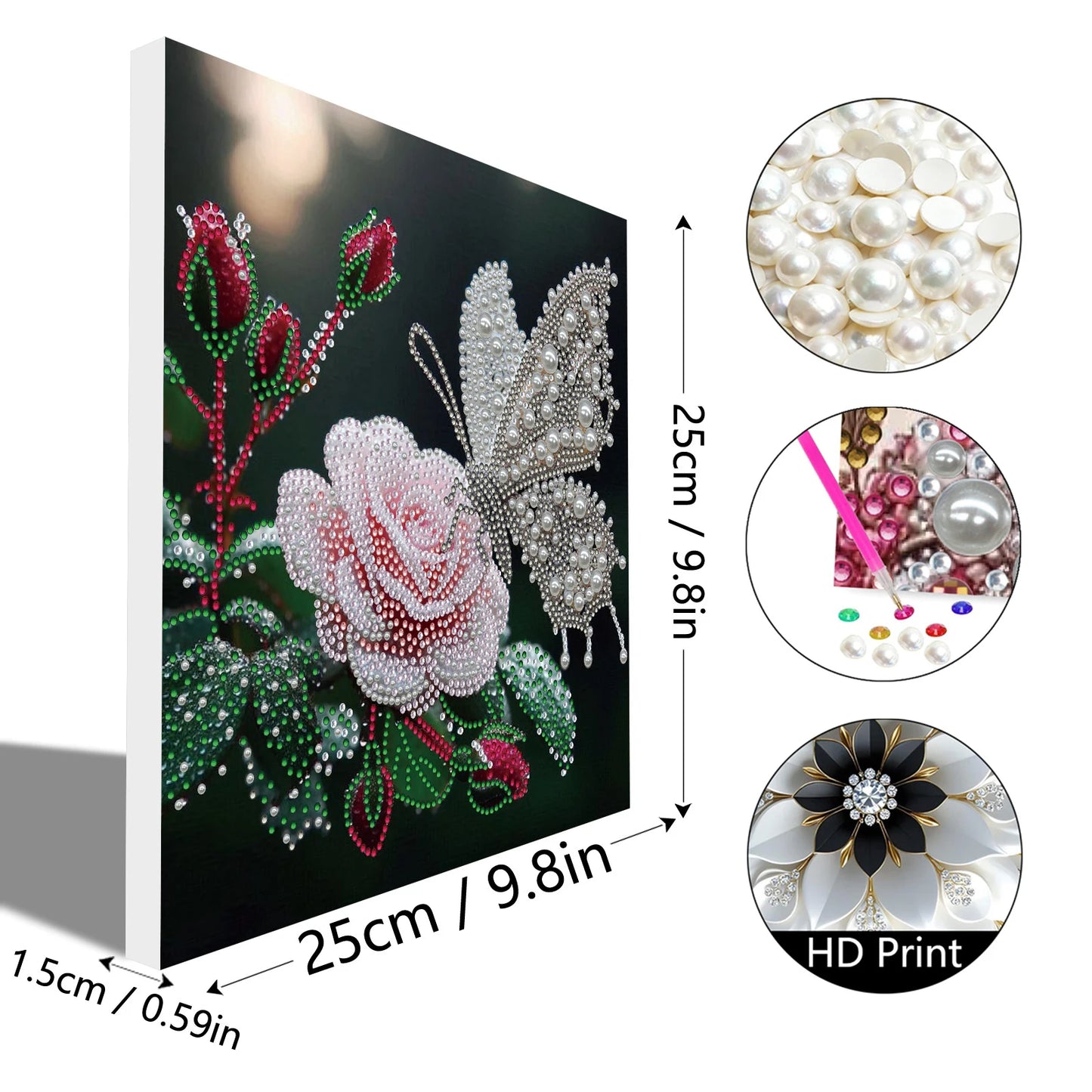 Pearl Gem Diamond Art Painting Kit with Frame 9.84x9.84in DIY Art Craft Pearl Diamond Painting for Adults Home Wall Decor Peaceful Pleasures Health and Wellness