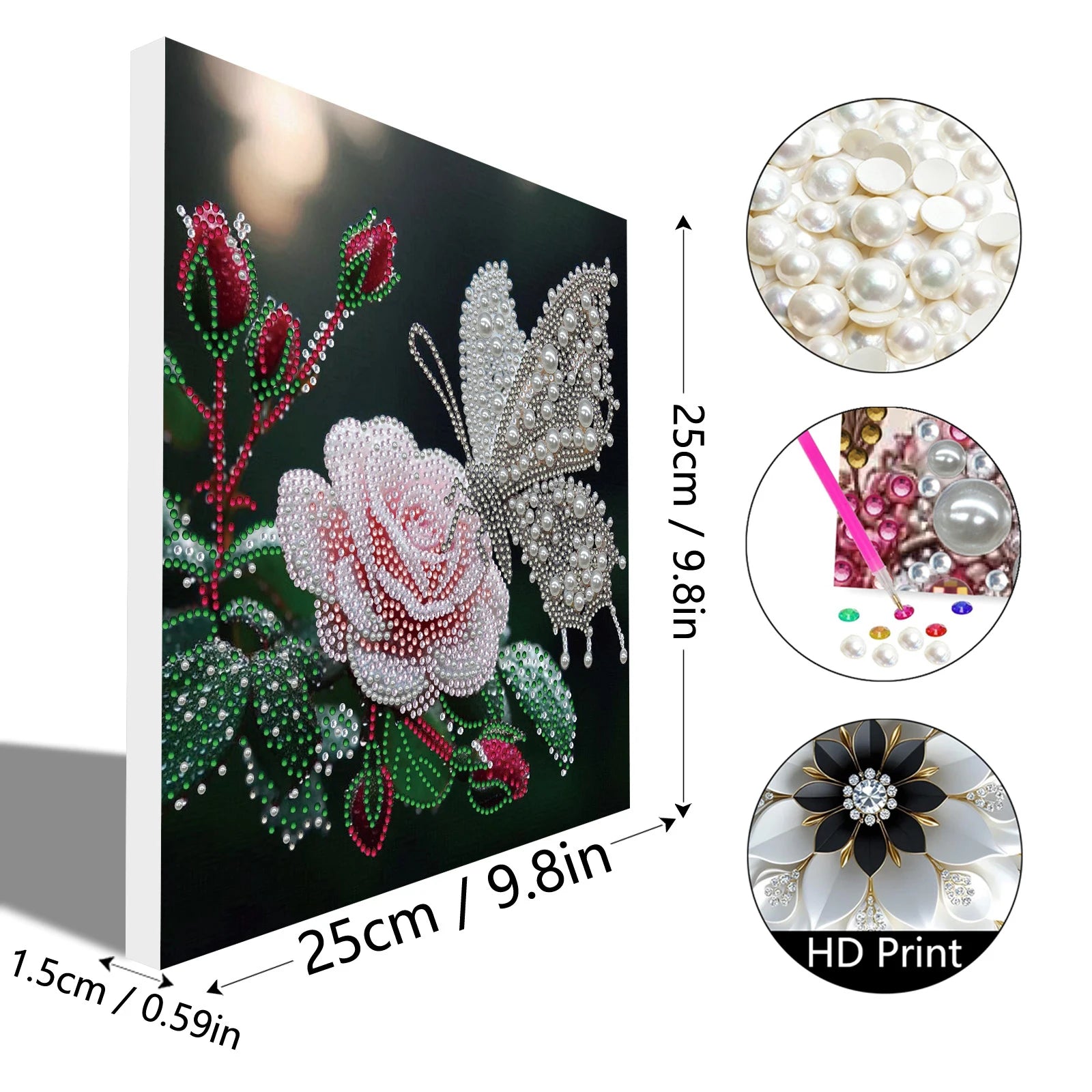 Pearl Gem Diamond Art Painting Kit with Frame 9.84x9.84in DIY Art Craft Pearl Diamond Painting for Adults Home Wall Decor Peaceful Pleasures Health and Wellness