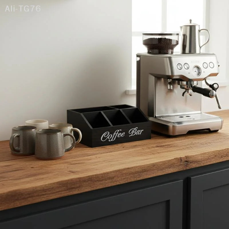 Wooden Coffee Storage Box | Multipurpose Counter Organizer