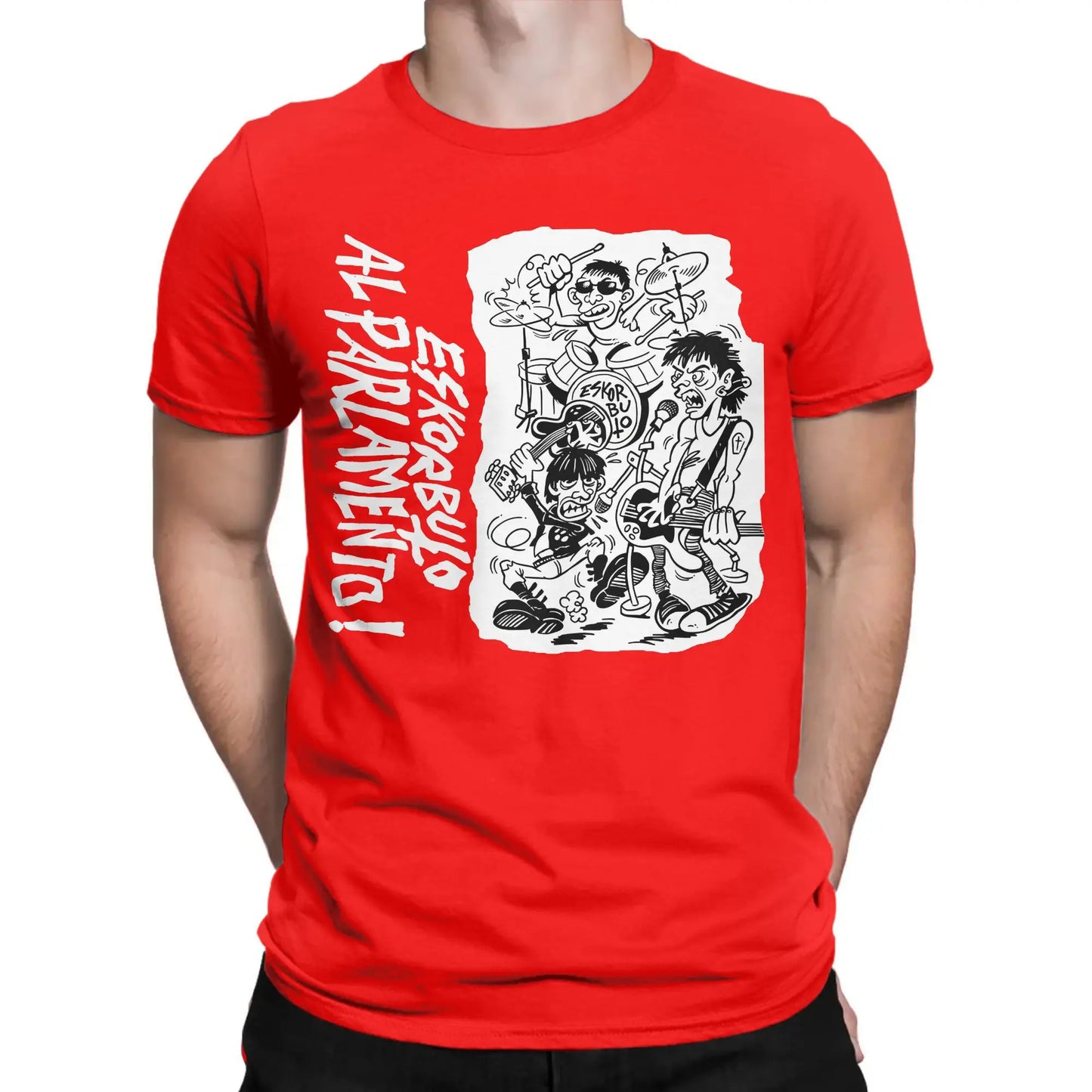 Creative Eskorbuto T-Shirt Men Crew Neck Pure Cotton T Shirts Singers Short Sleeve Tees Summer Clothing Peaceful Pleasures Health and Wellness Red XXL