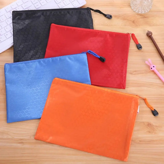 Color A4 Zipper File Bag Portable Waterproof Stationery Storage Mesh Bag Large Capacity Oxford Cloth File Folder Data Storage Peaceful Pleasures Health and Wellness