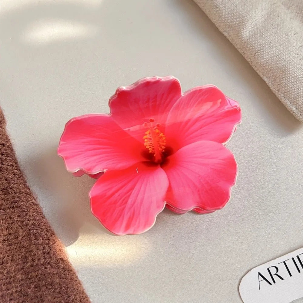 Hibiscus Flower Hair Claw Clip – Double-Sided Acrylic Print