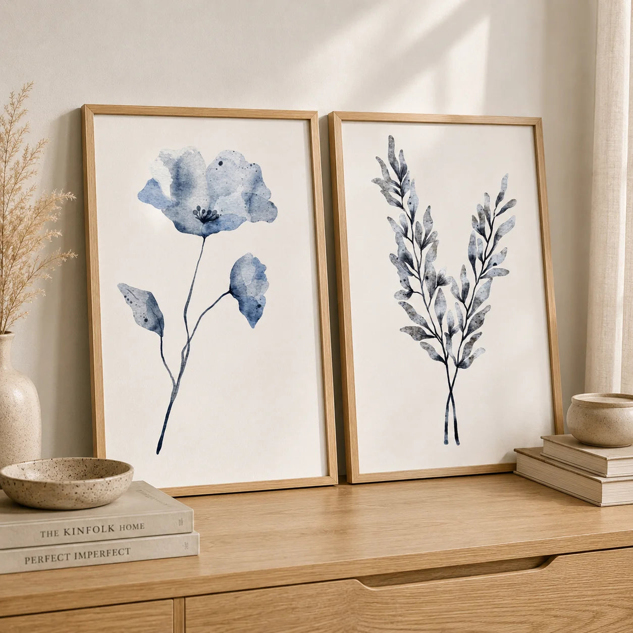 Botanical Flower Wall Art, Minimalist Plant Canvas Painting, Nordic Poster Print for Living Room Bedroom Wall Decor Peaceful Pleasures Health and Wellness