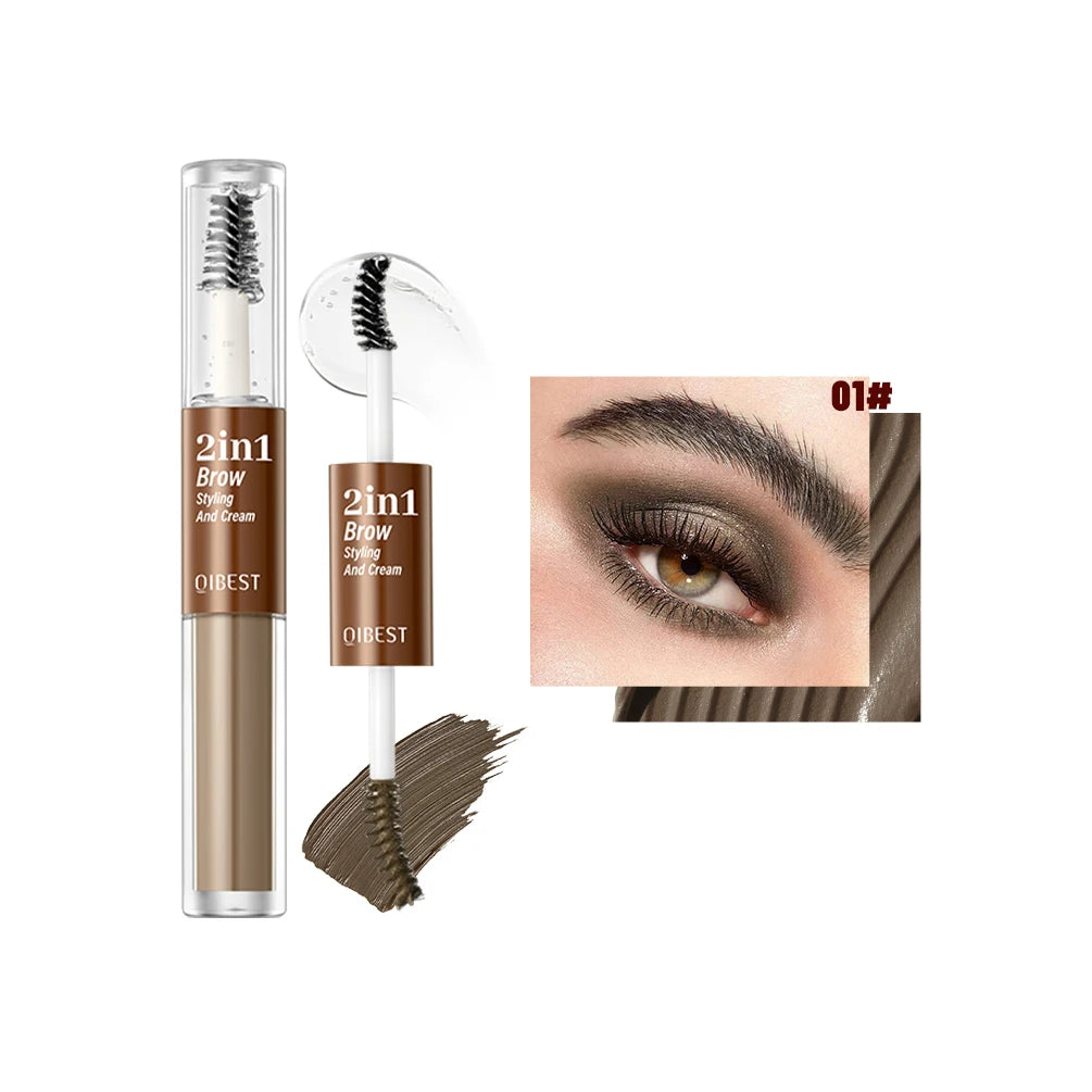 QIBEST Double-head Eyebrow Styling Cream Waterproof 3D Eyebrow Tattoo Tint Setting Gel Wild Brow Pomade Quick-drying Cosmetics Peaceful Pleasures Health and Wellness 01