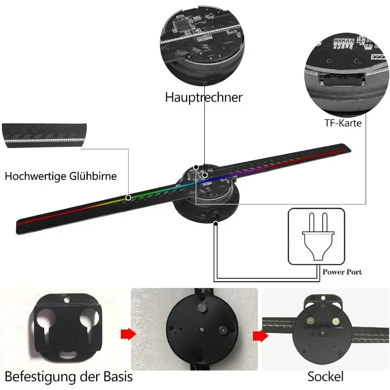42cm 3D Holographic Fan Projector | WiFi Custom Logo LED