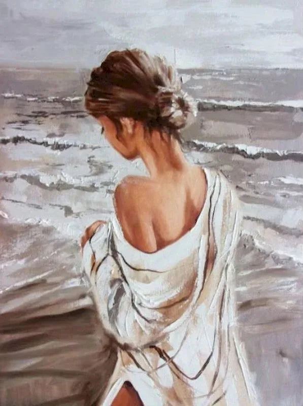 Abstract Beach Girl Canvas Wall Art Print | Modern Décor
