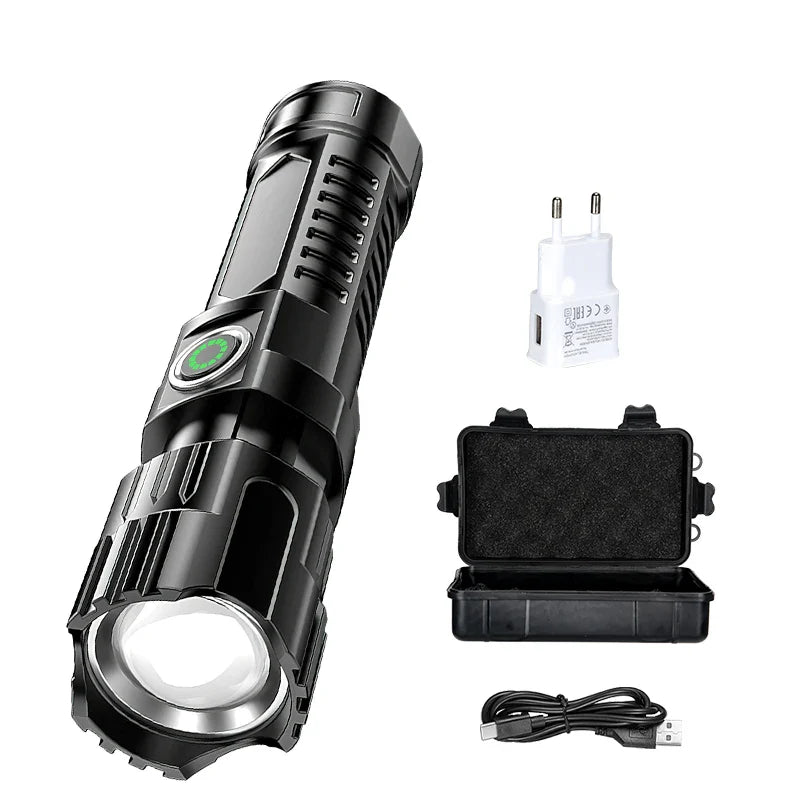 Rechargeable Zoomable LED Flashlight – Waterproof Tactical Torch