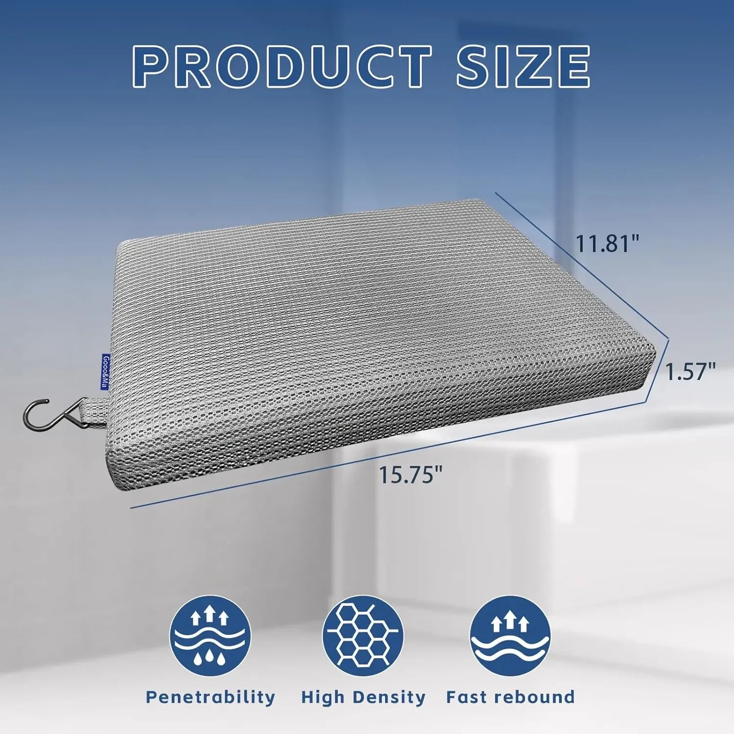 Non-Slip Waterproof Shower Seat Cushion with 3D Mesh & Hook Peaceful Pleasures Health and Wellness