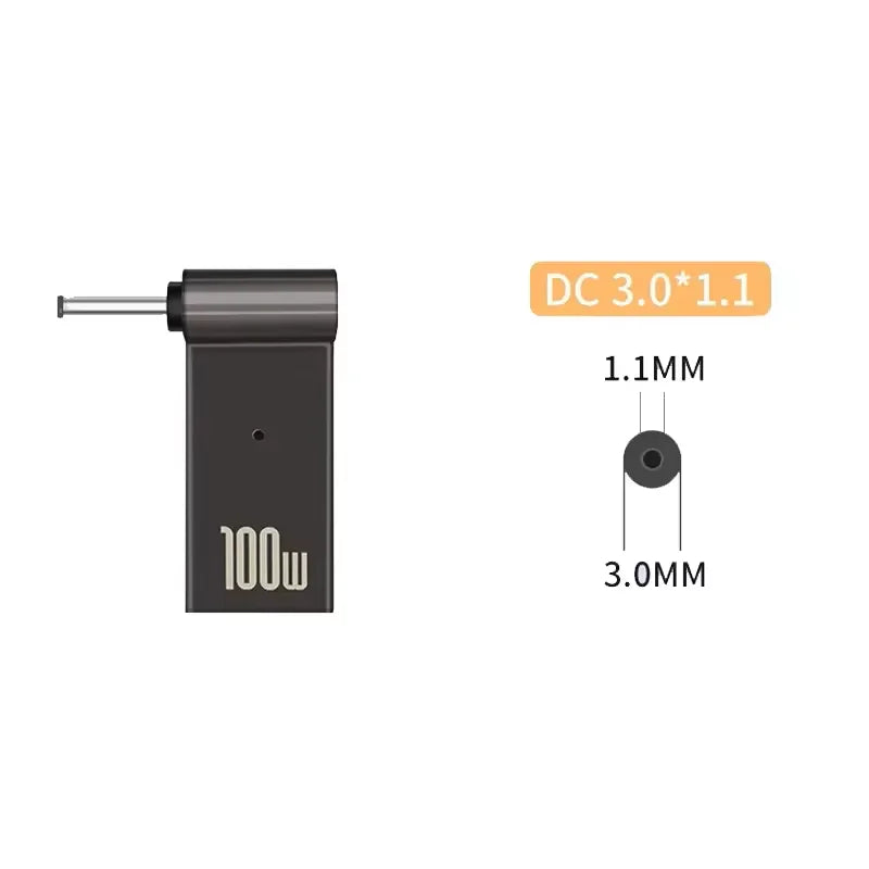 100W USB-C to DC Laptop Charger Adapter – Dell HP Asus Lenovo Peaceful Pleasures Health and Wellness 3.0-1.1mm