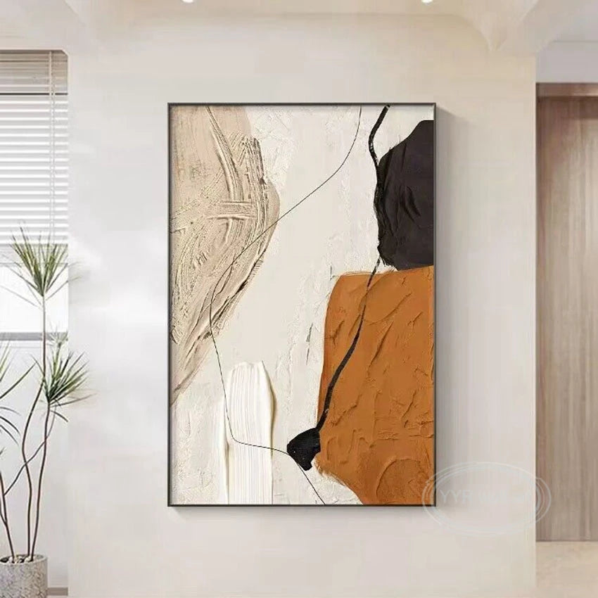 Nordic Modern Abstract Color Matching Thick Oil Handmade Oil Painting For Home Decoration Bedroom Dining Room Living Room Mural Peaceful Pleasures Health and Wellness