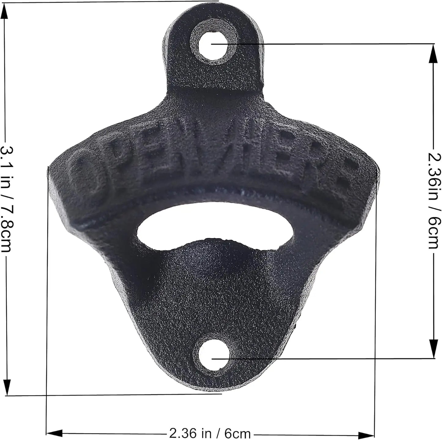 2PCS Wall Mounted Beer Opener Cast Iron Black Bottle Cap Opener Beer Bottle Opener Stationary Open Here Bar Accessories for Hub Peaceful Pleasures Health and Wellness