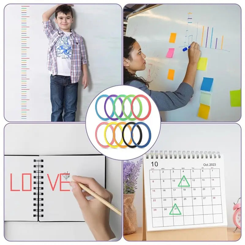A36T-10 Rolls 1/8In Colorful Whiteboard Thin Tape Whiteboard Pinstripe Tape 10 Colors Thin For Whiteboard School Office Home Peaceful Pleasures Health and Wellness