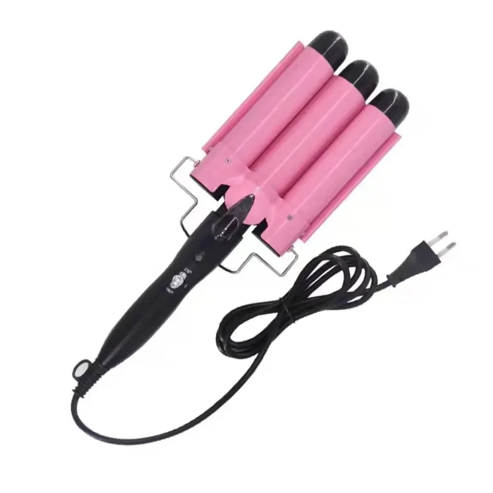 Professional Curling Ceramic Hair Curler Wave Waver Styling Tools Styler Wand Three Barrel Hair Curler Irons Automatic Peaceful Pleasures Health and Wellness 25MM EU