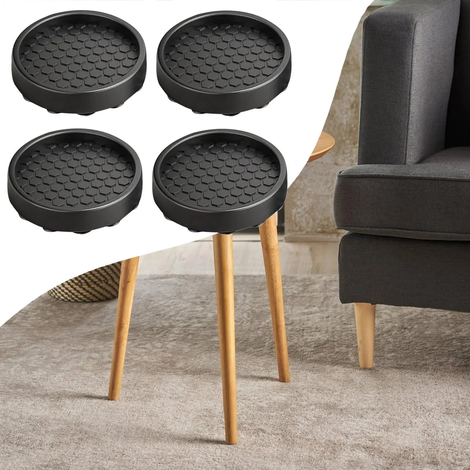 Silicone Furniture Floor Protectors – 4-Piece Anti-Skid Cups Furniture Floor Protectors Peaceful Pleasures Health and Wellness