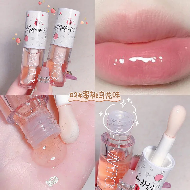K-Beauty Lip Gloss Oil | Moisturizing Jelly Lip Balm & Brush