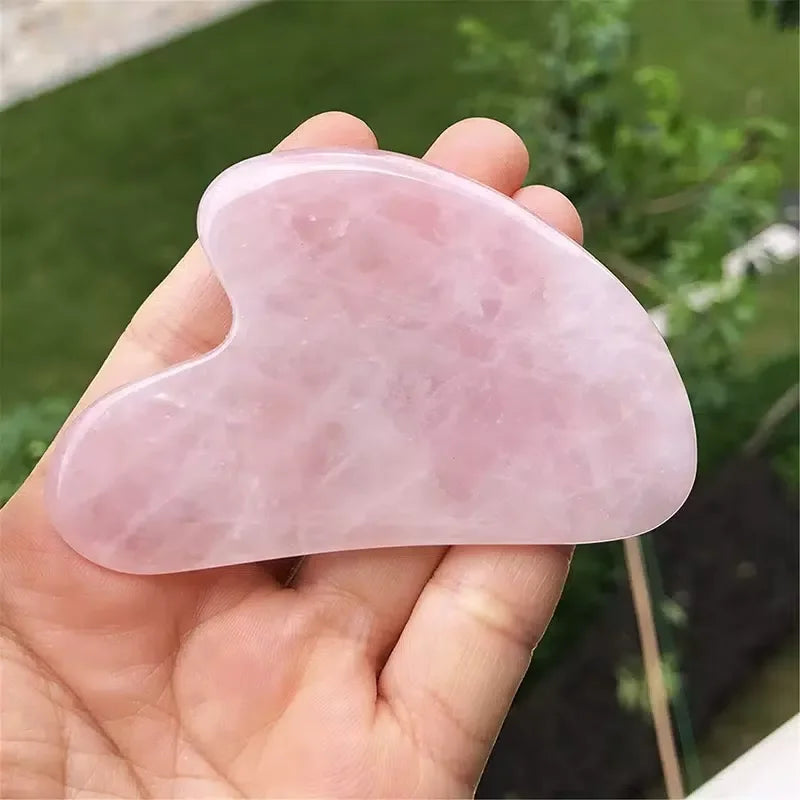 Heart-Shape Gua Sha Face Massager – Rose Quartz Scraping Board