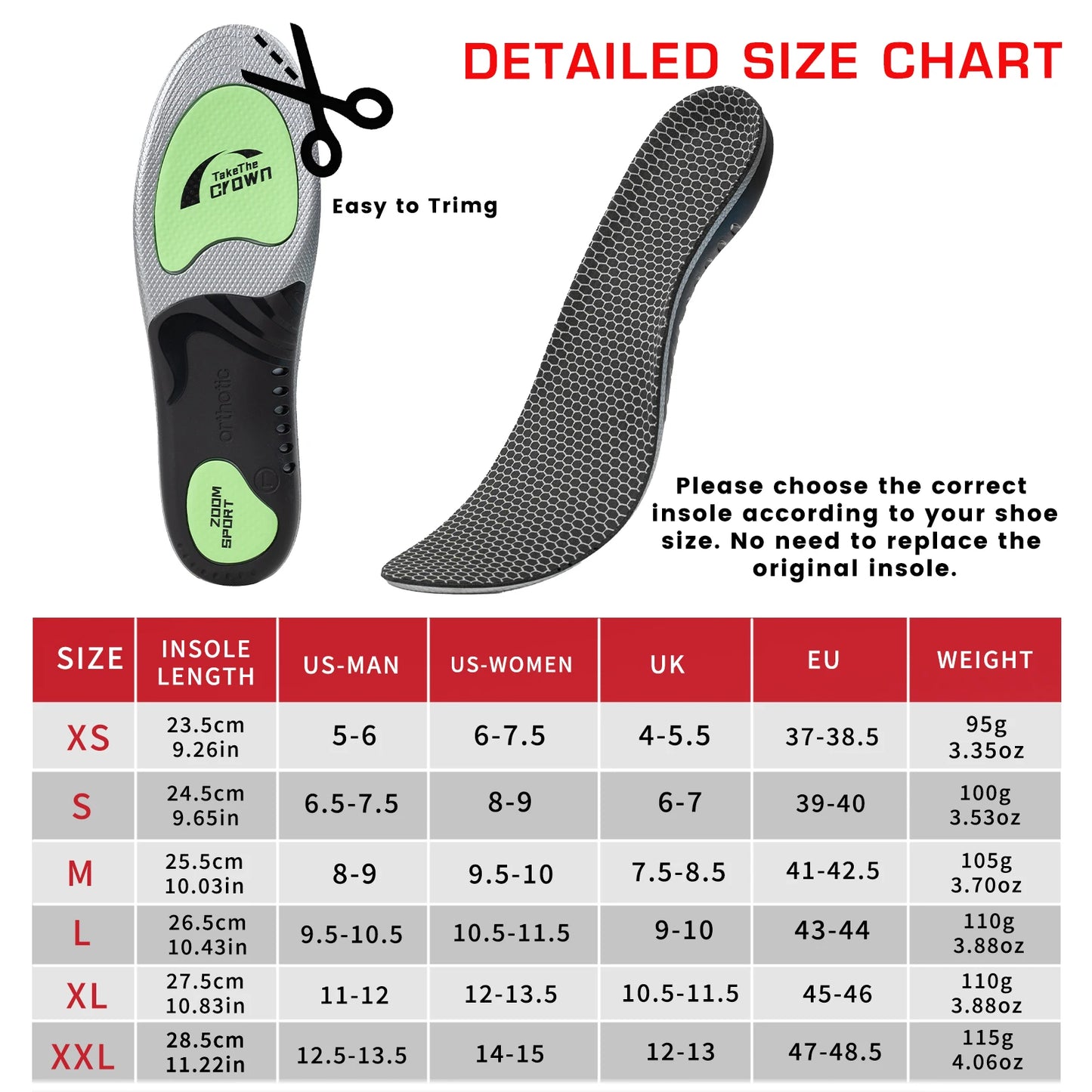 1 Pair EVA Arch Support Orthotics Shock-Absorbing Sports Insoles for Running Walking Standing All Day Foot Pain Relief Shoe Pads Peaceful Pleasures Health and Wellness